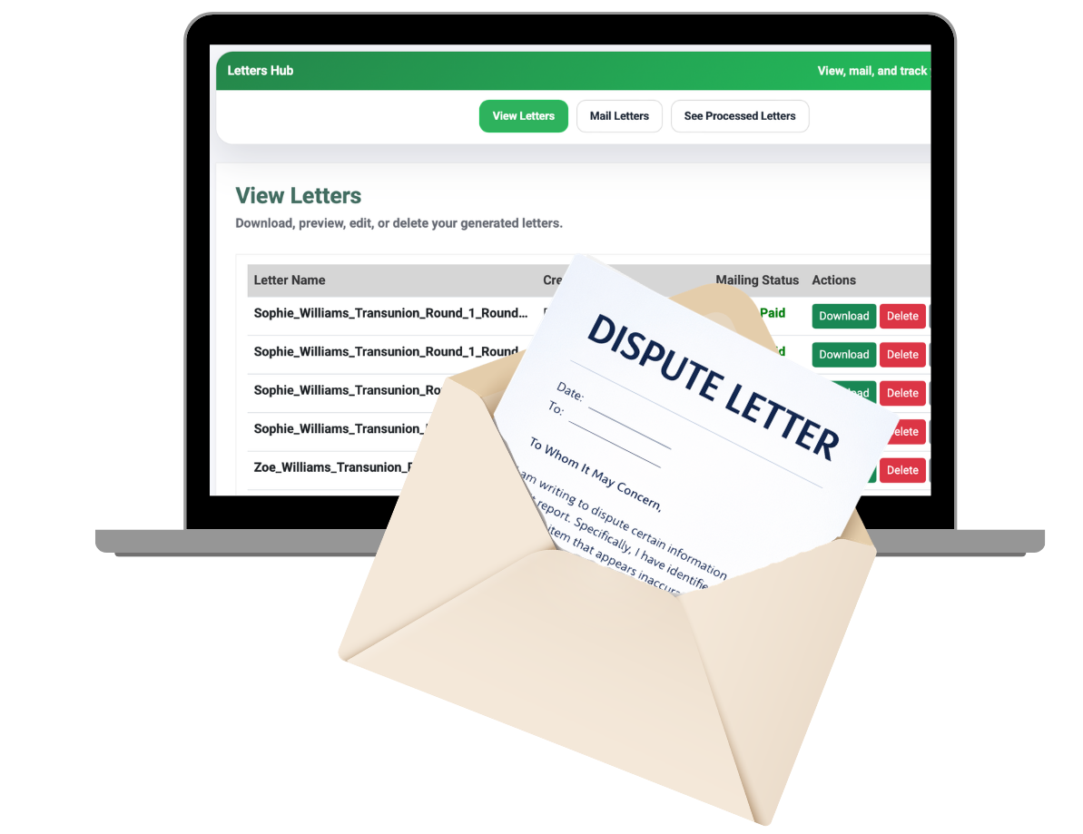 Generate and mail dispute letters
